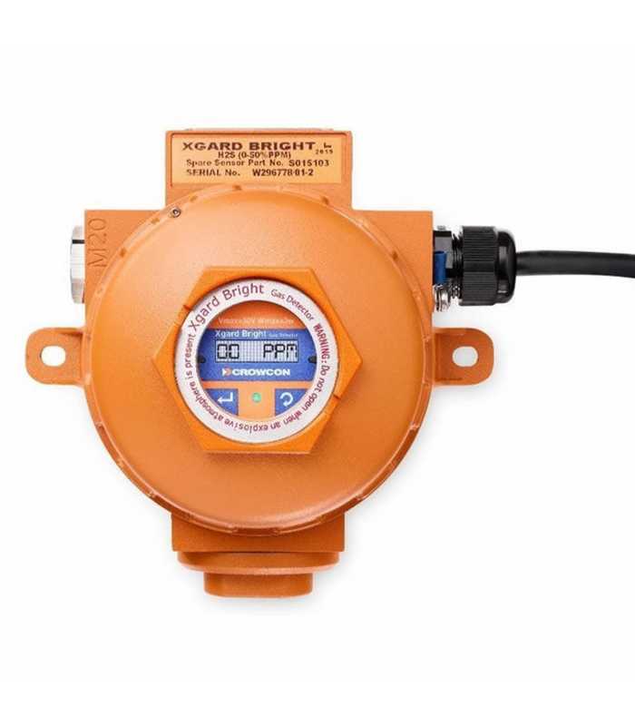 Crowcon Xgard Bright [XGB-A1-01-A-HA-R-AB] Fixed Point Gas Detector with Display, Aluminium M20, HART Communications Relay, Hydrogen Sulphide (H2S) 0-50ppm - ATEX